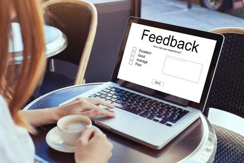 Customer providing online feedback, a cornerstone of reputation management
