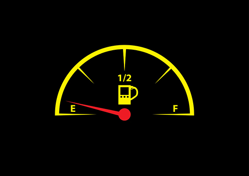 Fuel gauge almost empty, representing the minimum requirements of industry best practices