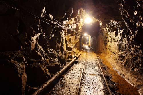 Mining operation with lights.